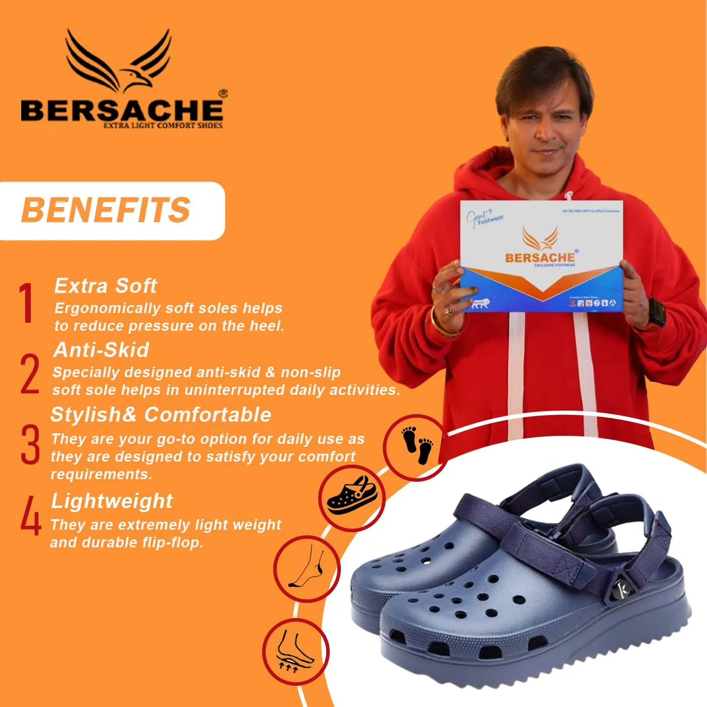 Benassi Slides Bersache Extra Soft Classic Casual with  Regular wear with Ultra Soft & Flexibility Technology Flip Flop for Men's & Boy's (6138-Blue)