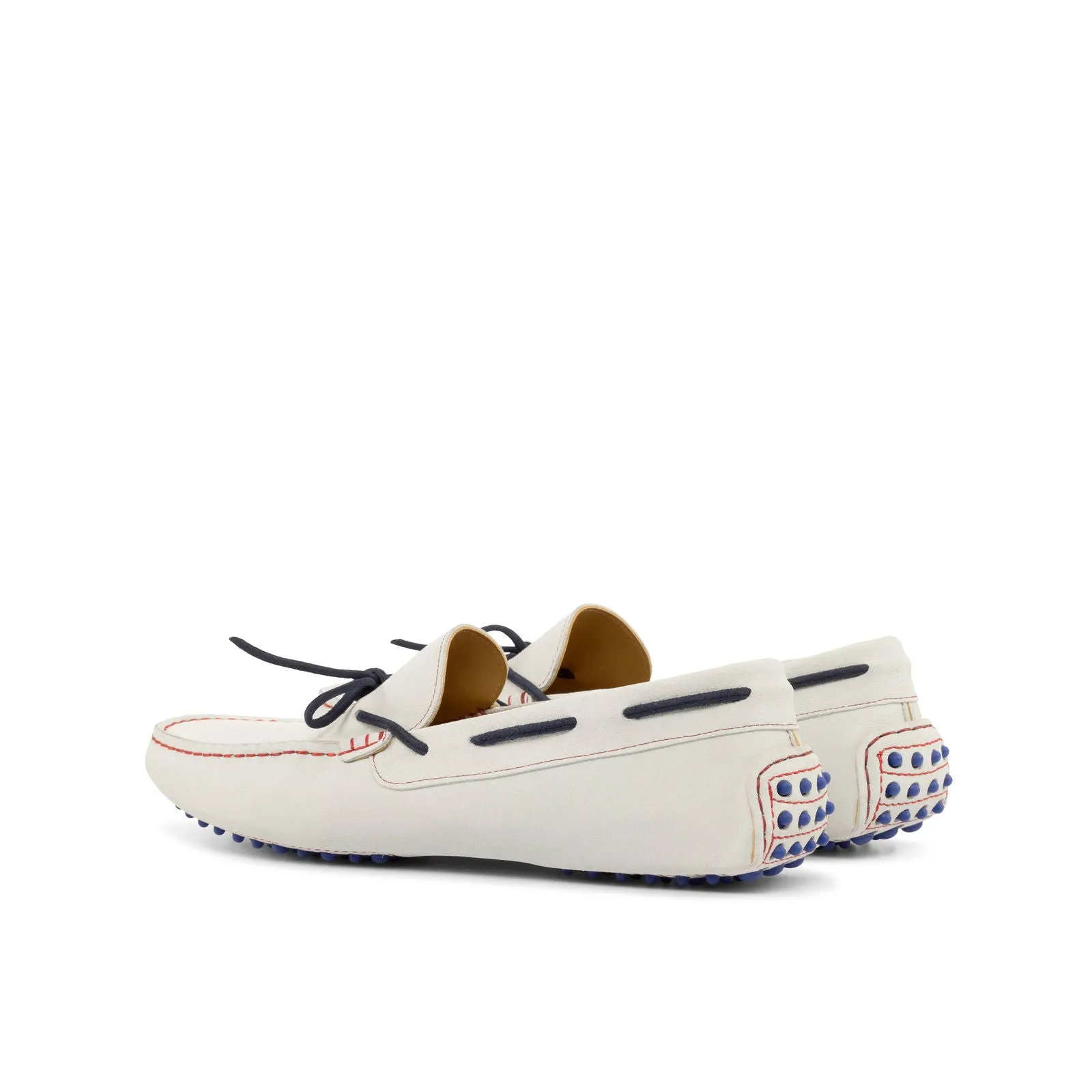 Men's Driver (Driving) Leather Shoes Plus Size White Blue 4689 Flat Shoes Called