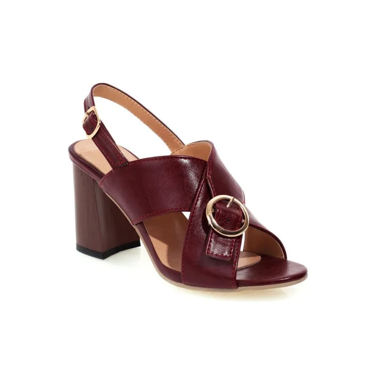 Designer Slide Sandals Women's's Metal Buckle Block Heels Sandals