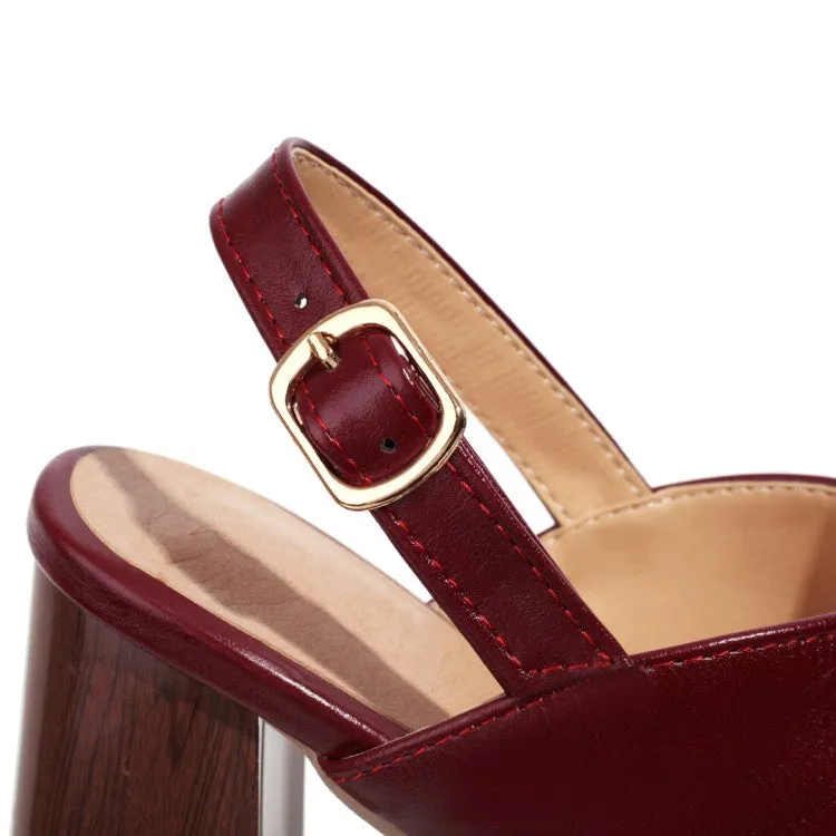 Women's's Metal Buckle Block Heels Sandals Capri Sandals