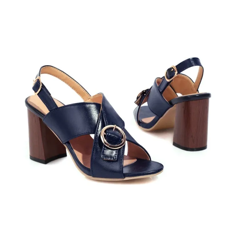 Women's's Metal Buckle Block Heels Sandals Comfortable Slide Sandals