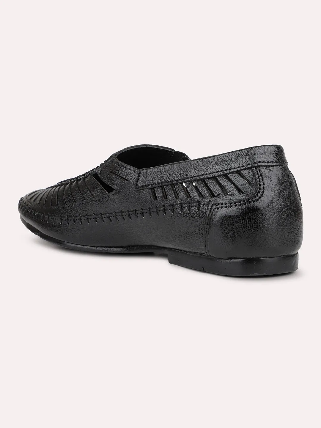 Mens Black Solid Pointed Toe Casual Sandals Sandals Pearl