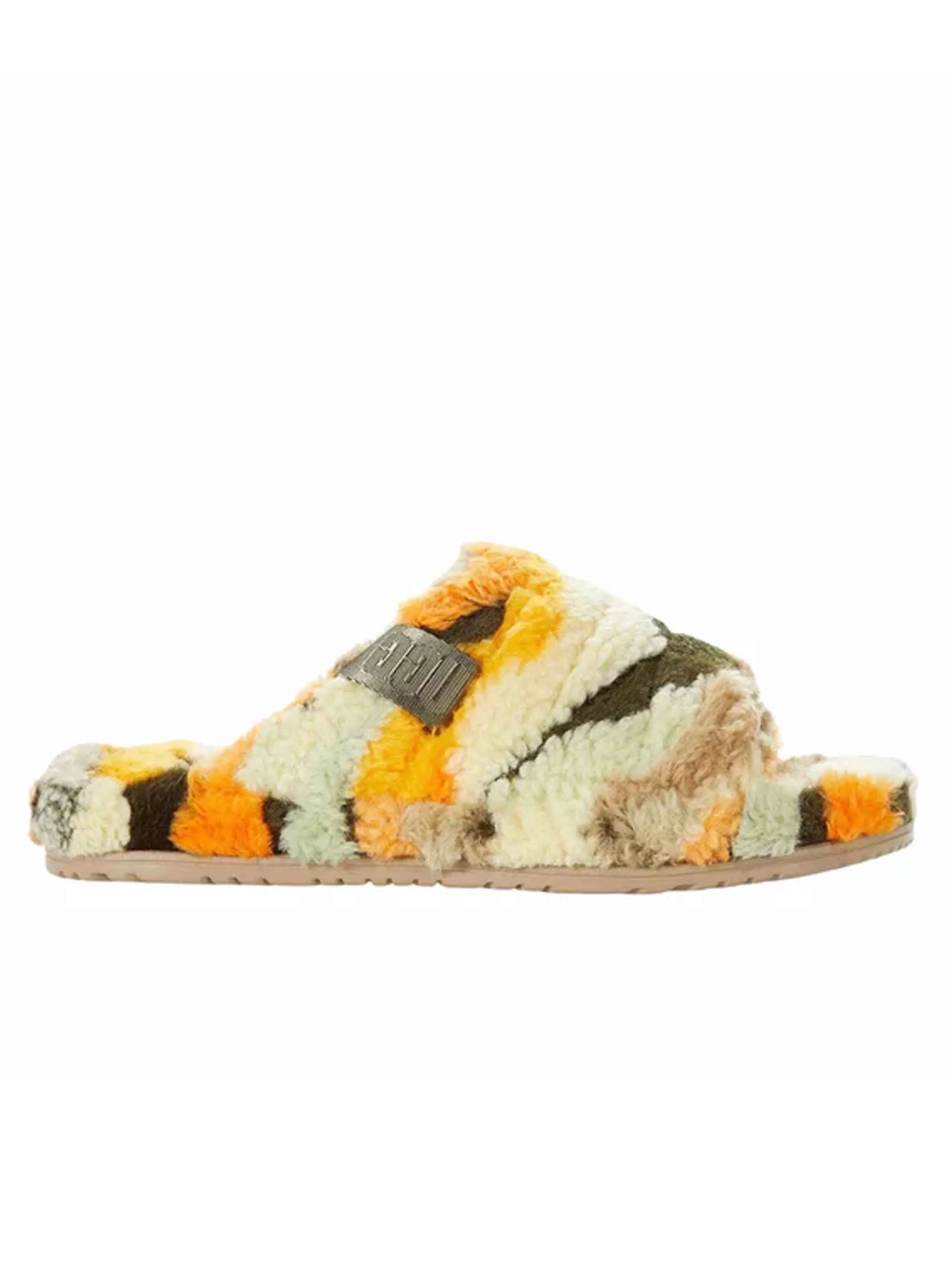 Men's Faux Fur Slippers,Multi Kankan Slides
