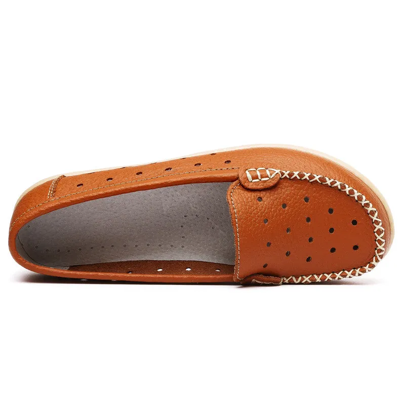 Flat Shoes Triset Shoes Woman Genuine Leather Women Shoes Flats 8 Colors Buckle Loafers Slip On Women's Flat Shoes