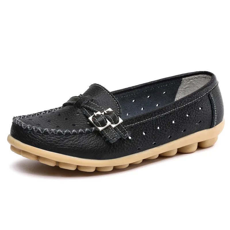 Ballerina Shoes Flats Shoes Woman Genuine Leather Women Shoes Flats 8 Colors Buckle Loafers Slip On Women's Flat Shoes