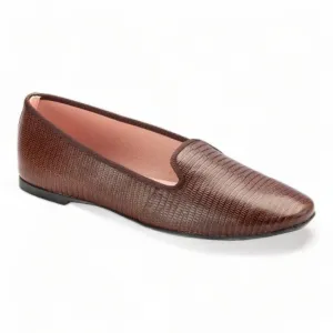 Smoks - Brown Croc Leather Smoking Loafer for Teen/Women by Pretty Ballerinas Loafers Shoes Driving