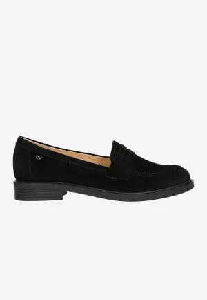 Time Fashion Oxford Wojas Black Velour Leather Loafers | 4622261