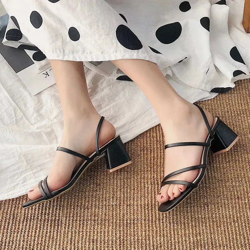 Women High Heel Sandals Summer Casual Female Shoes Woman Square Heel Open Toe Ankle Strap Ladies Sandalias Wedge Shoe 2022 New Like Sandals