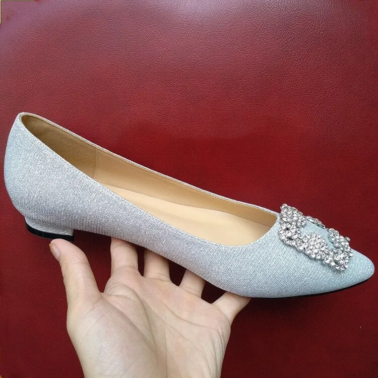 Black Satin Sequined Rhinestones Crystal Diamond Bridal Flats Bridal Shoes With Pearls