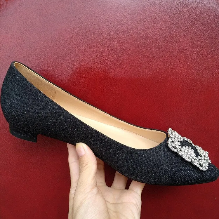 Black Satin Sequined Rhinestones Crystal Diamond Bridal Flats Running Shoes For Flat Feet