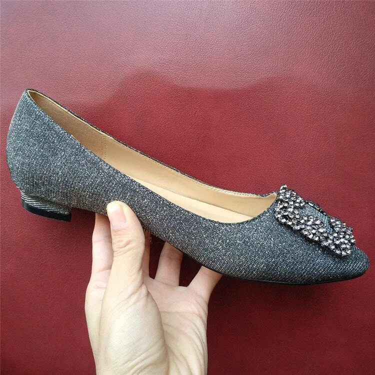 Flats Leopard Print Shoes Black Satin Sequined Rhinestones Crystal Diamond Bridal Flats