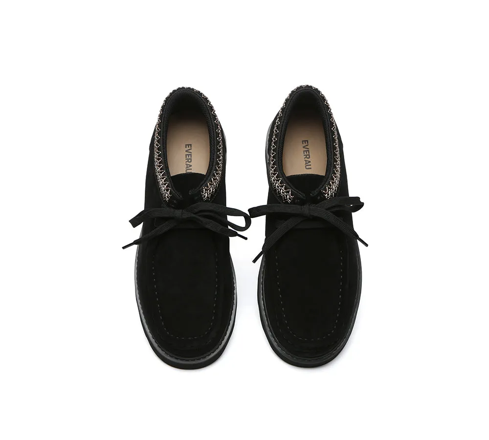 EVERAU Men Leather Lace Up Casual Shoes Madison Casual Shoes For Cold Weather