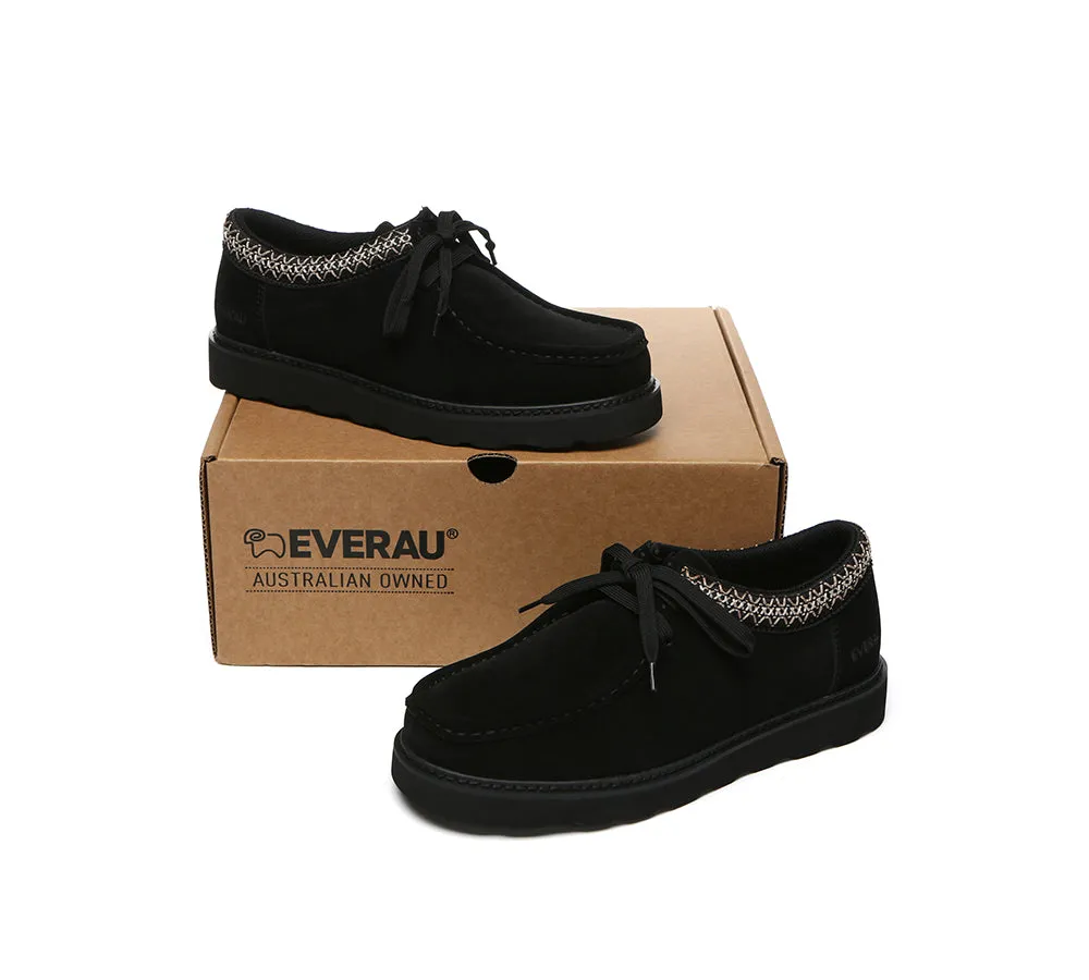 EVERAU Men Leather Lace Up Casual Shoes Madison Smart Casual Running Shoes