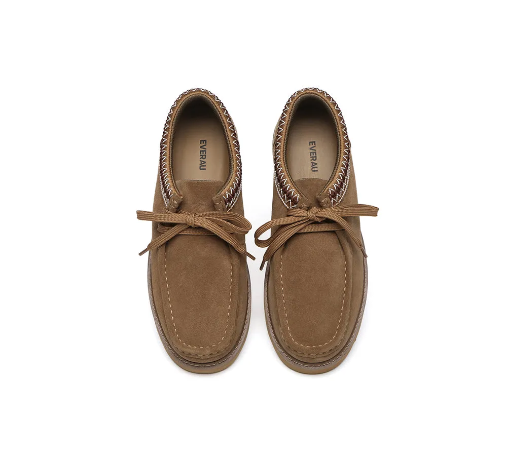 EVERAU Men Leather Lace Up Casual Shoes Madison Casual Clipless Cycling Shoes