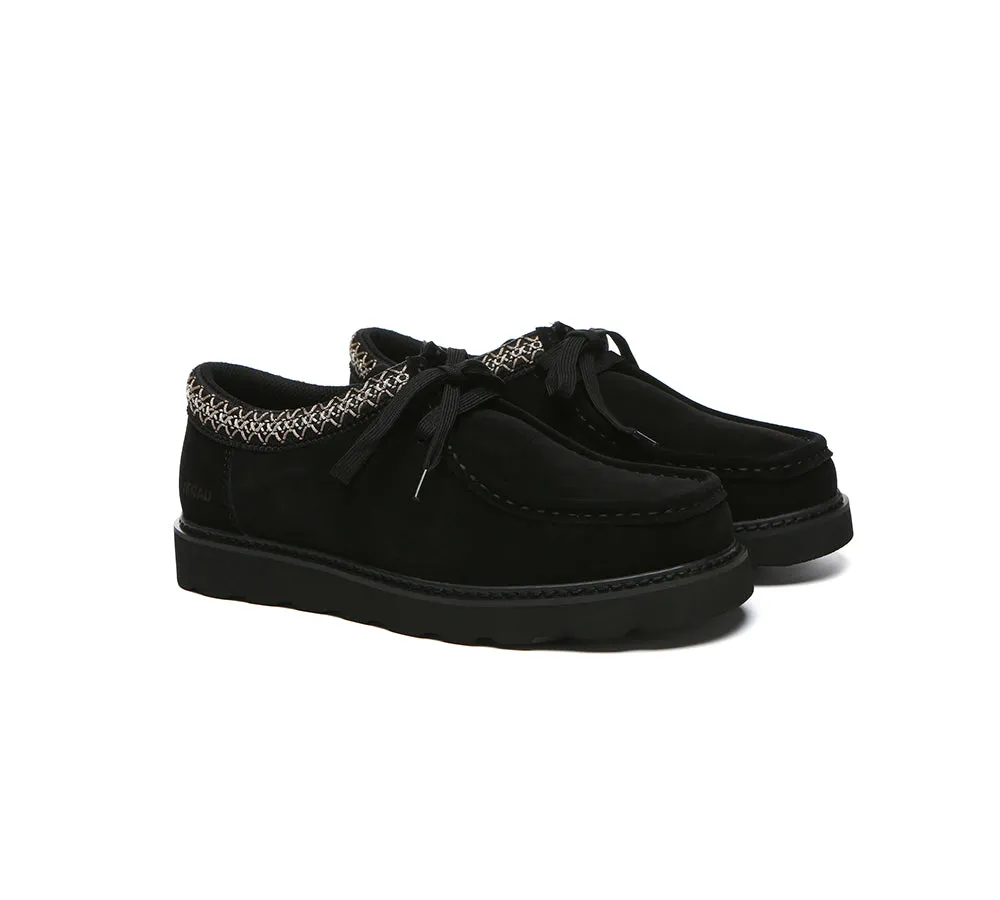 Casual Shoes With Zipper EVERAU Men Leather Lace Up Casual Shoes Madison