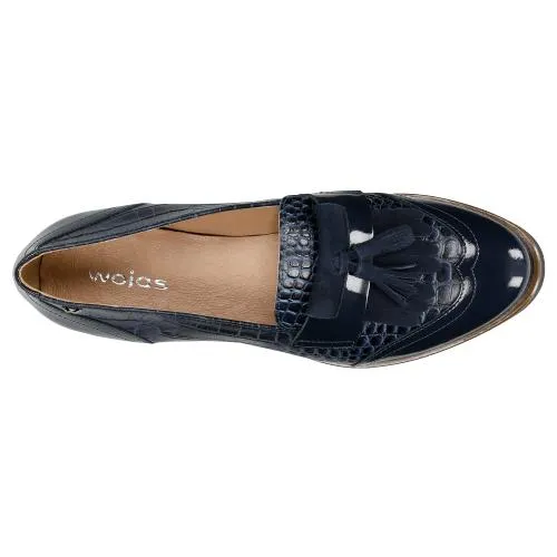 Police Shoes Oxfords Wojas Navy Blue Leather Loafers | 4605076