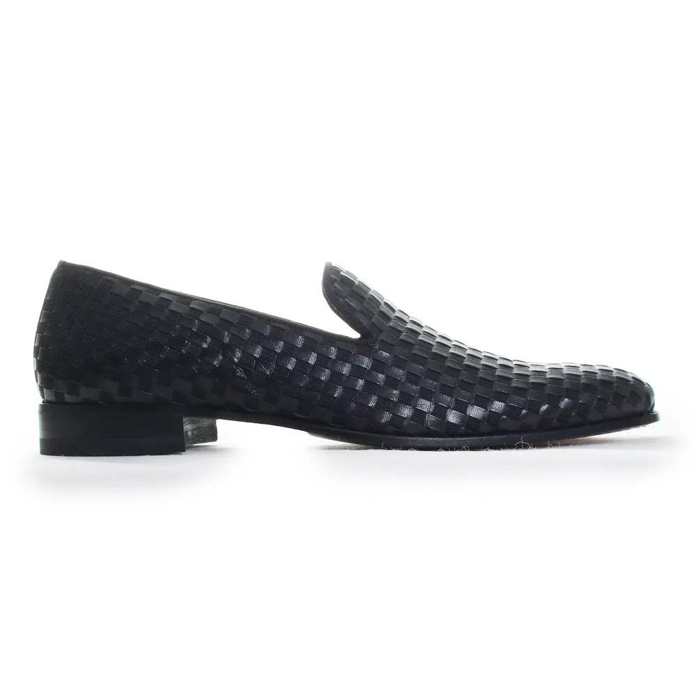 Caba Woven Leather Loafers No Show Socks For Slip Ons