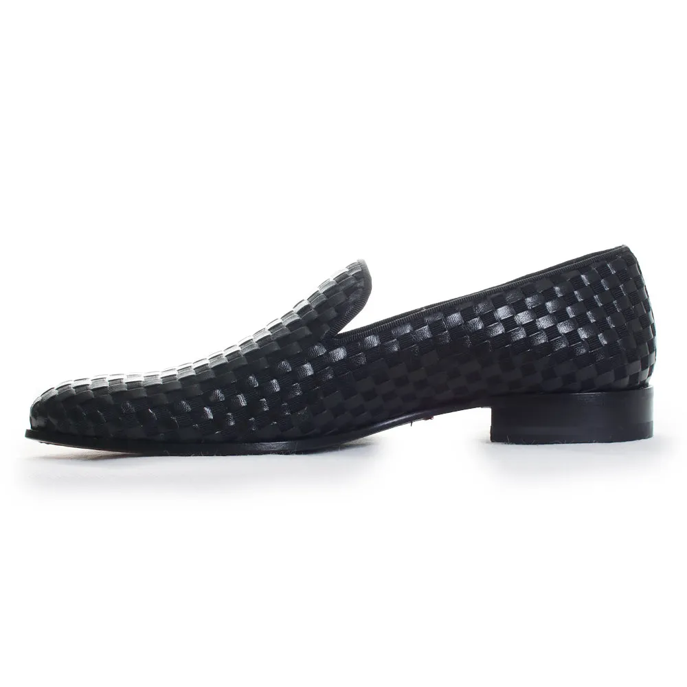 Glitter Slip On Caba Woven Leather Loafers