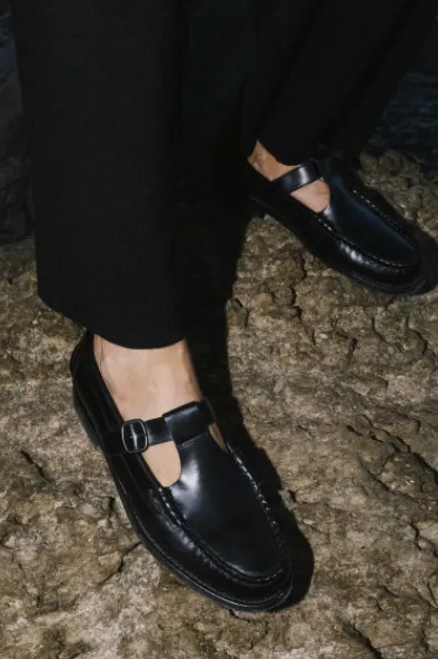 Alber Loafers Black Ladies Flatform Loafers