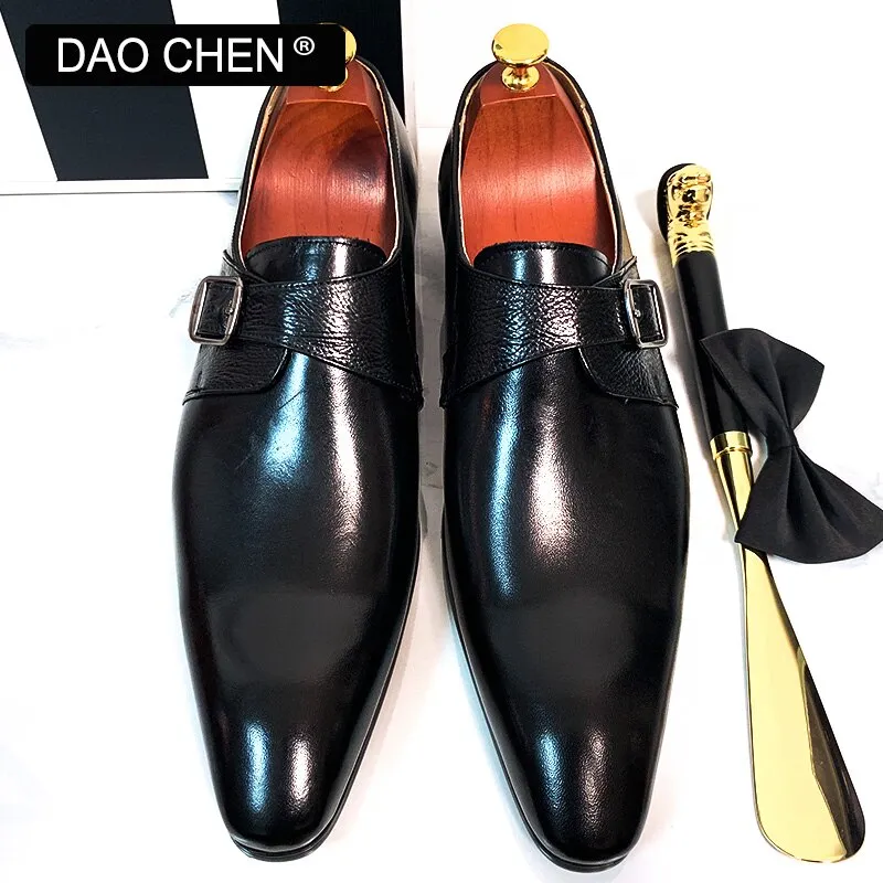 Loafers Snake BROWN MONK STRAP LOAFERS SHOE SLIP ON