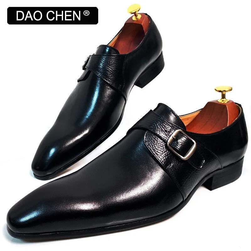 Loafers Heel Slip BROWN MONK STRAP LOAFERS SHOE SLIP ON