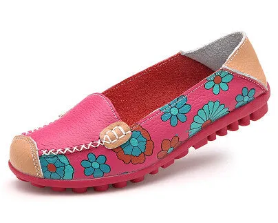 Casual Shoes To Wear To Work Fashion genuine leather women flats spring and autumn color block single shoes for woman casual mother shoes