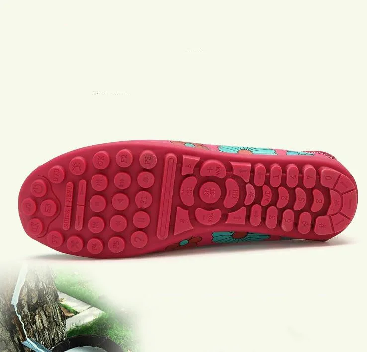 Fashion genuine leather women flats spring and autumn color block single shoes for woman casual mother shoes Summer Business Casual Shoes