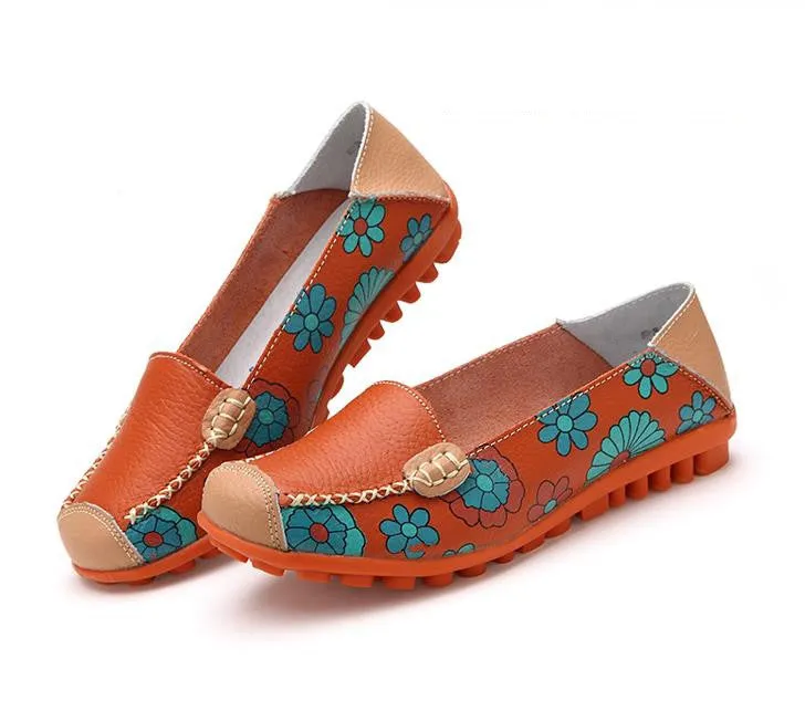 Casual Shoes To Wear With Kilt Fashion genuine leather women flats spring and autumn color block single shoes for woman casual mother shoes