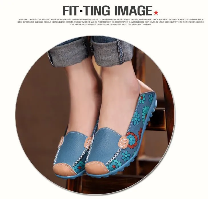 Casual Shoes For Winter Fashion genuine leather women flats spring and autumn color block single shoes for woman casual mother shoes