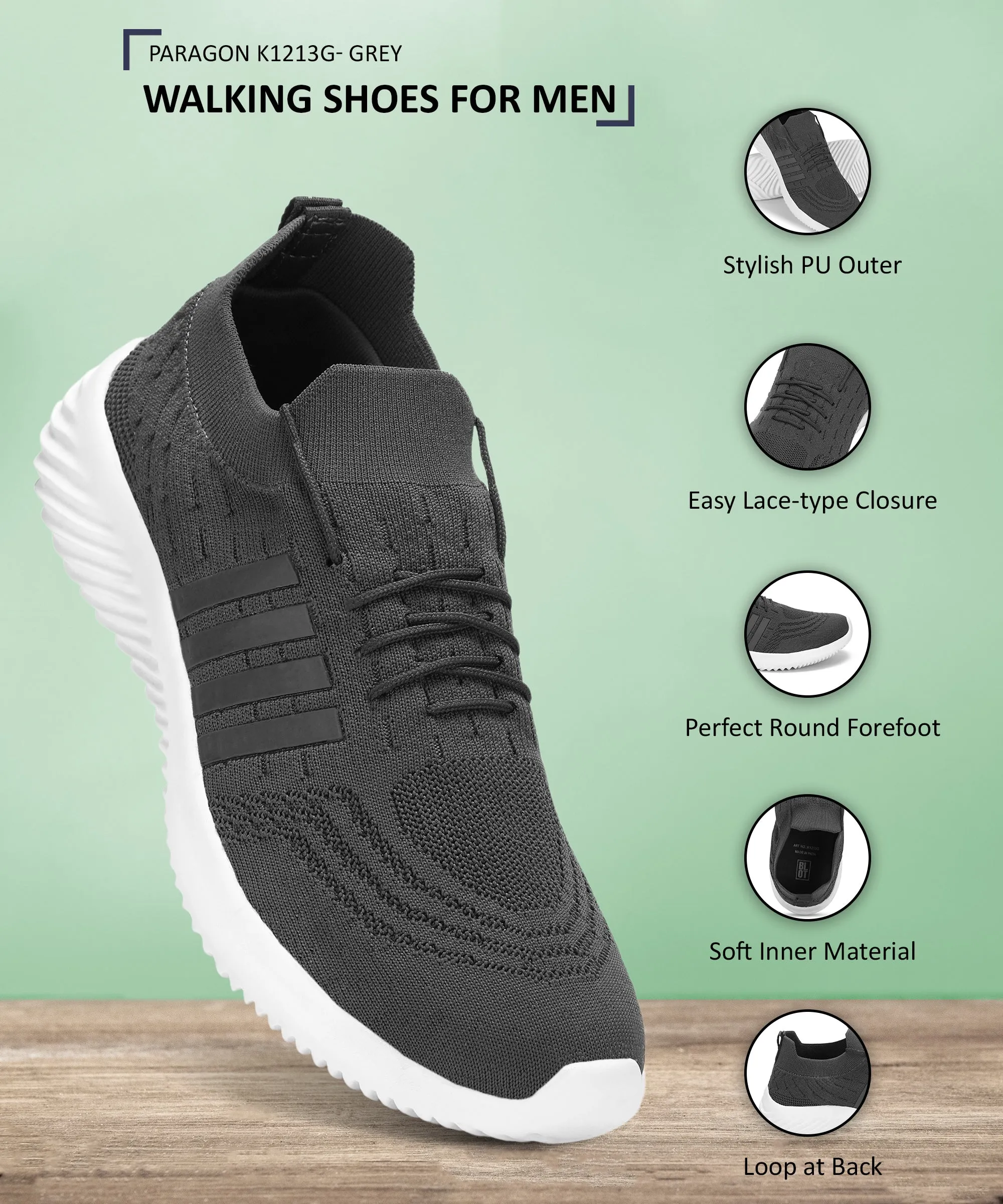 Paragon  K1213G Men Walking, Running, Training, Cricket, Gym, Sports Shoes | Athletic Shoes with Comfortable Cushioned Sole for Daily Outdoor Use Court Royale Ac Se Casual