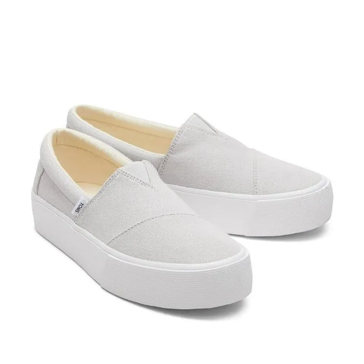 TOMS Sneakers Alpargata Fenix Platform Slip-on Women - Grey Washed Canvas Outdoor Slip On Shoes Waterproof