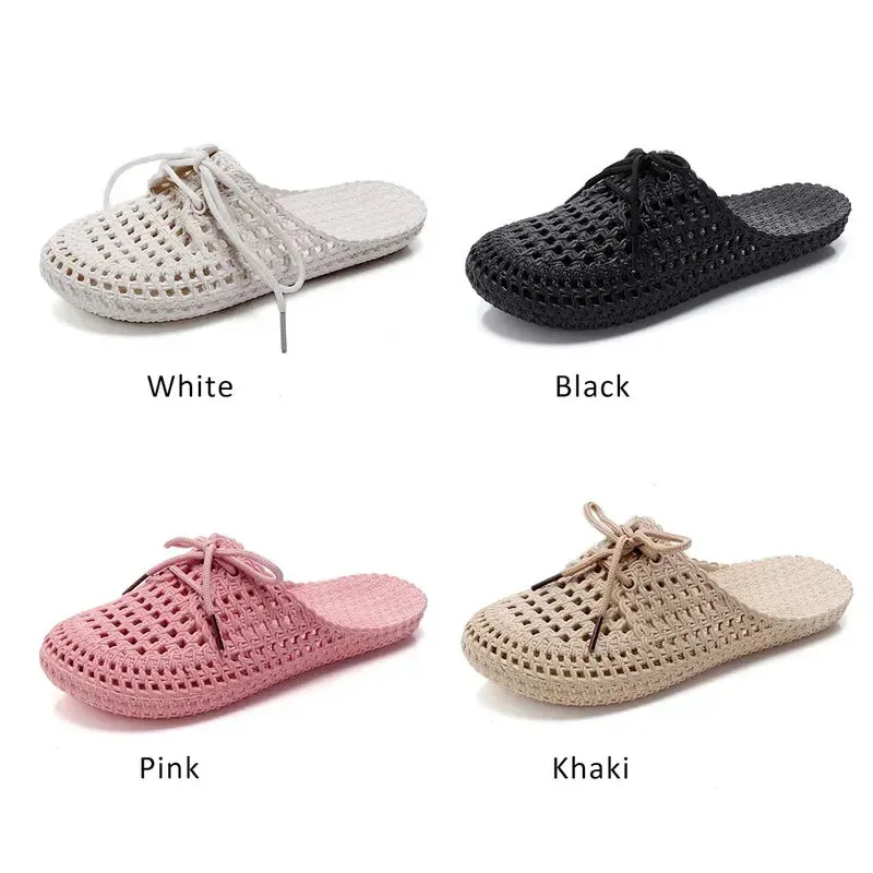 Sandals Boc Flip-flops Summer Shoes Women Sandals Fashion Hollow Out Breathable Beach Shoes Lace-up Ladies Slippers Sandals