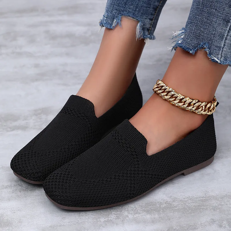 Pointed Toe Flat Shoes Flyknit Shoes Casual Flat Shoes Women