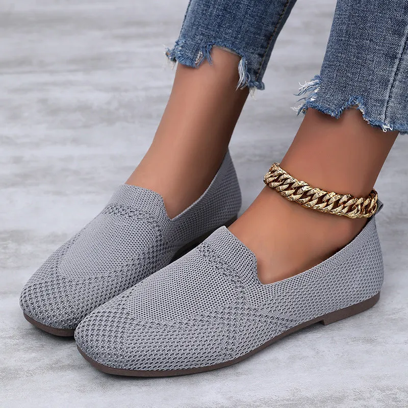 Evening Shoes Flats Flyknit Shoes Casual Flat Shoes Women