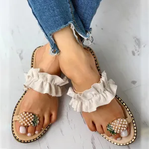 Women Slipper Pineapple Pearl Flat Toe Bohemian Casual Fruit Beach Sandals Ladies Shoes Platform Sandalias De Mujer 2020 Teva Hydratrek Sandals
