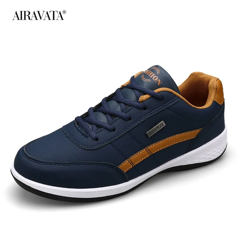 Synthetic Casual Shoes Men's Sports Casual Sneakers Leather Shoes Waterproof  Outdoor Comfortable Flat Walking Shoe Man Athletic
