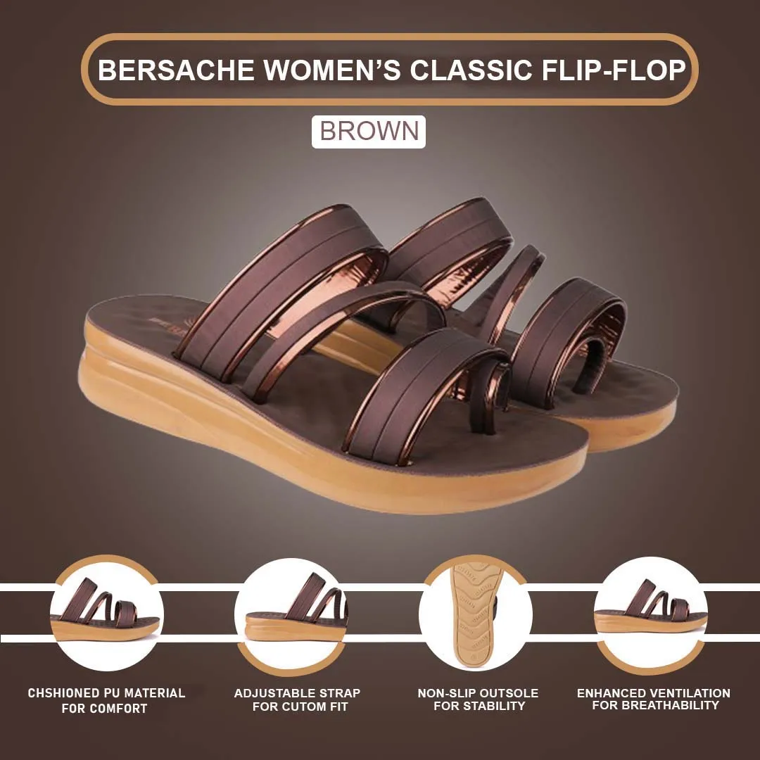 Slippers Womens Bersache Extra Soft Classic Casual with  Regular wear with Ultra Soft & Flexibility Technology Flip Flop For Women's/Girl's-(6161-Brown)