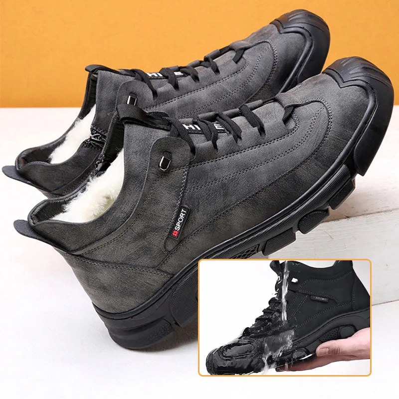 Silver Sneakers List Of Gyms [Winter Gift] Men's Faux Wool Lining Leather Sneaker