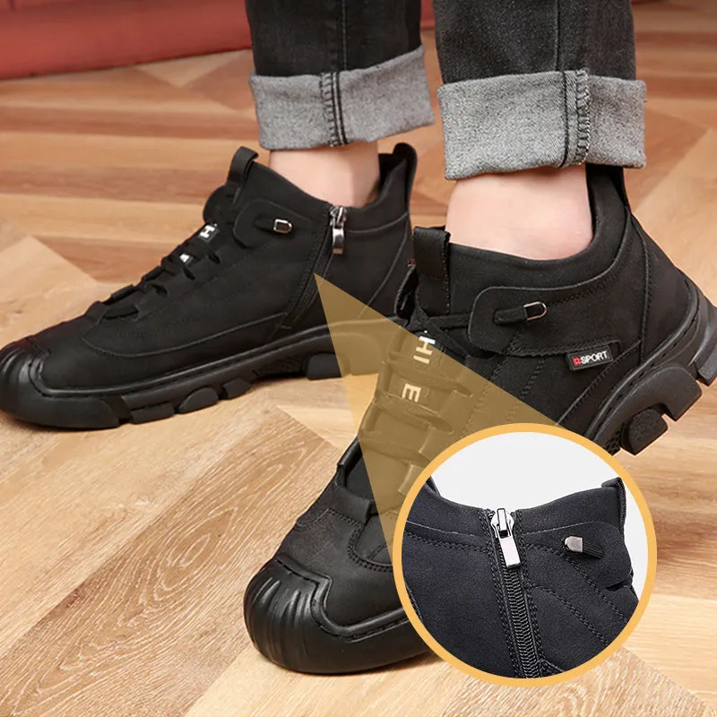 [Winter Gift] Men's Faux Wool Lining Leather Sneaker Brogue Sneakers