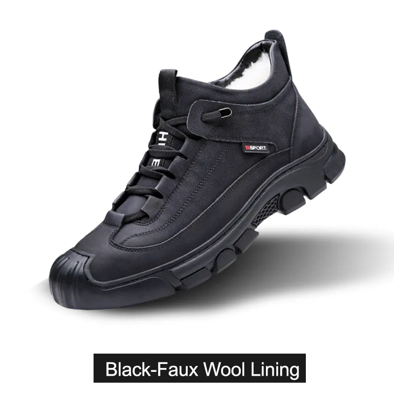 [Winter Gift] Men's Faux Wool Lining Leather Sneaker Alonzo Sneakers