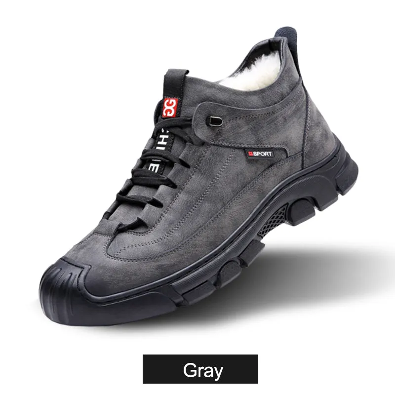 Running Sneakers On Sale [Winter Gift] Men's Faux Wool Lining Leather Sneaker