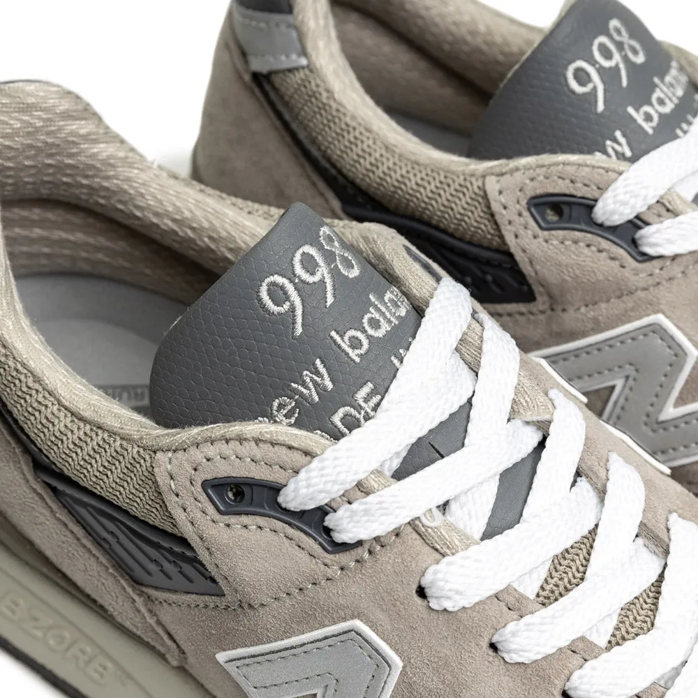 998 Made In USA Core | Grey Silver Grey And White New Balance Shoes