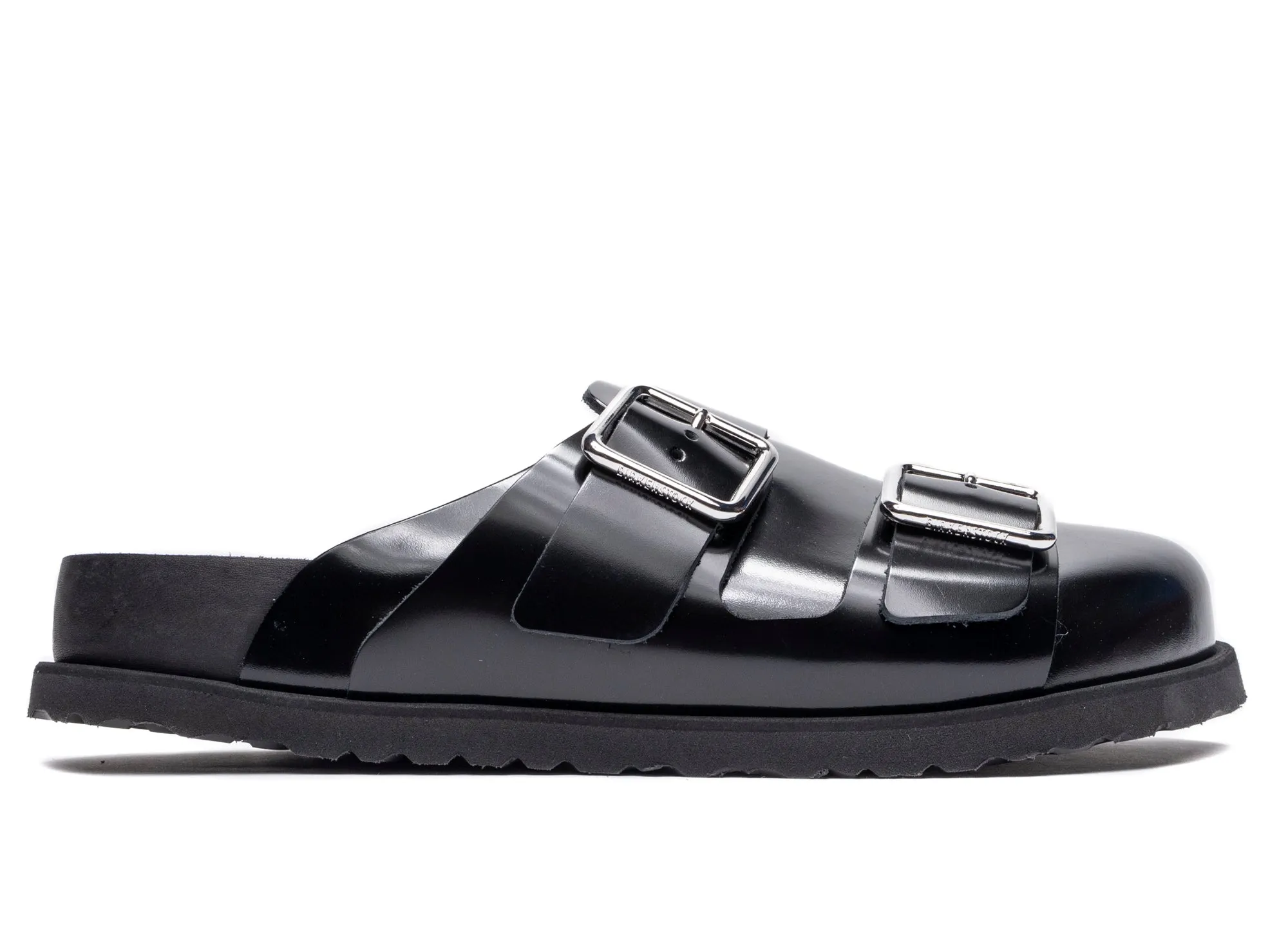 Birkenstock 1774 222 West Shiny Leather in Black Slide Sandals