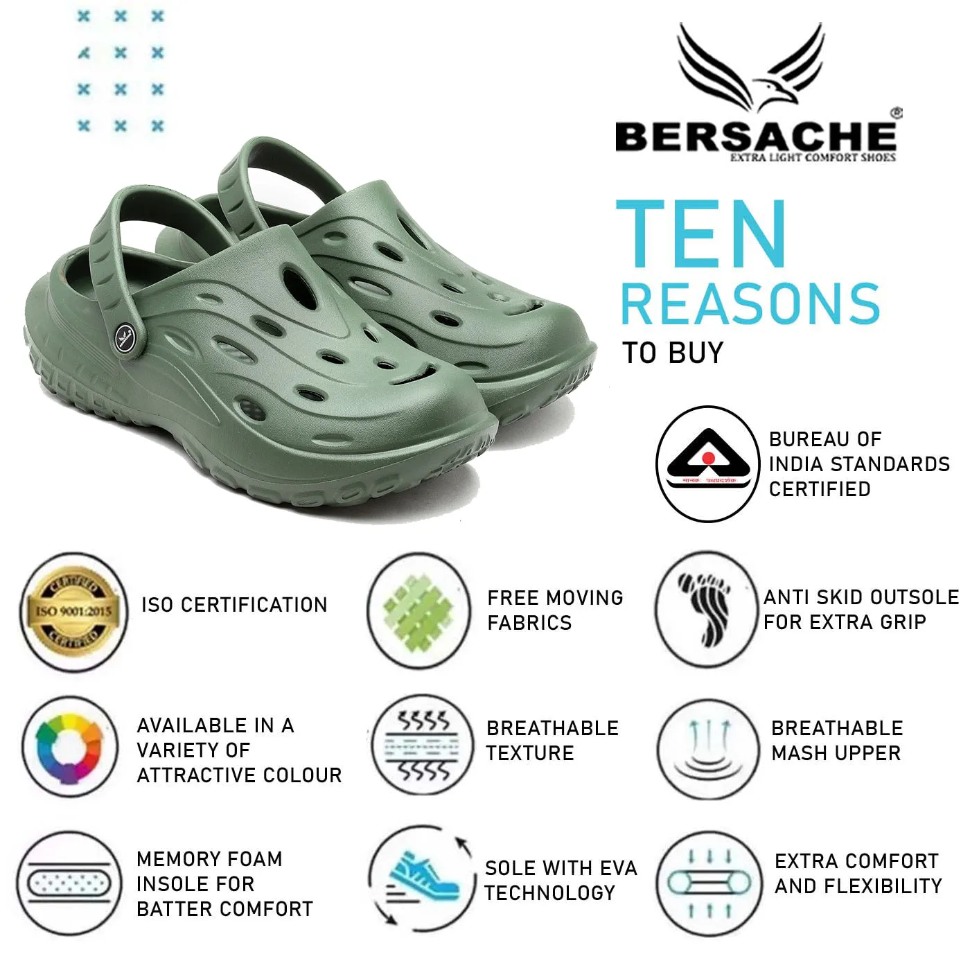 Bersache Extra Soft Classic Casual with  Regular wear with Ultra Soft & Flexibility Technology Flip Flop for Men's & Boy's (6123-Green) Crocs Slides