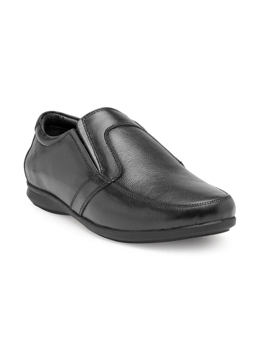 Teakwood Men Black Genuine Leather Formal Slip-Ons Keen Slip On Steel Toe