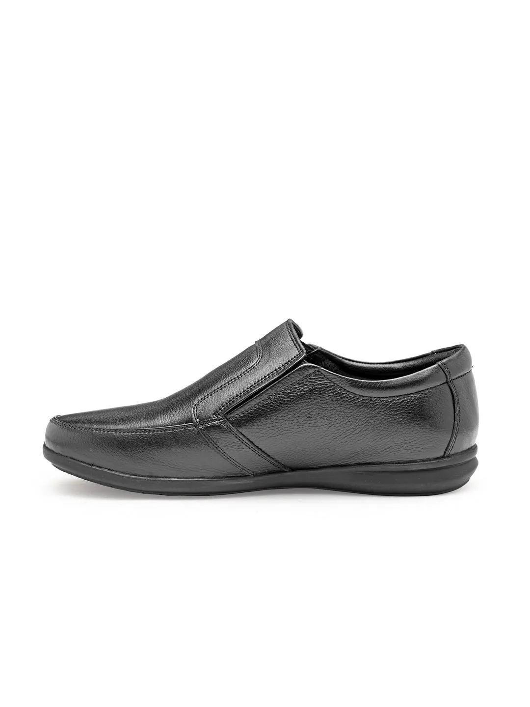 Shoes Slip Resistant Teakwood Men Black Genuine Leather Formal Slip-Ons