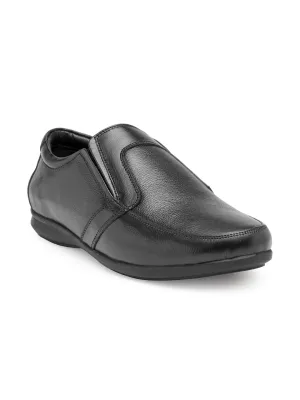 Teakwood Men Black Genuine Leather Formal Slip-Ons Fleece Lined Slip On Boots