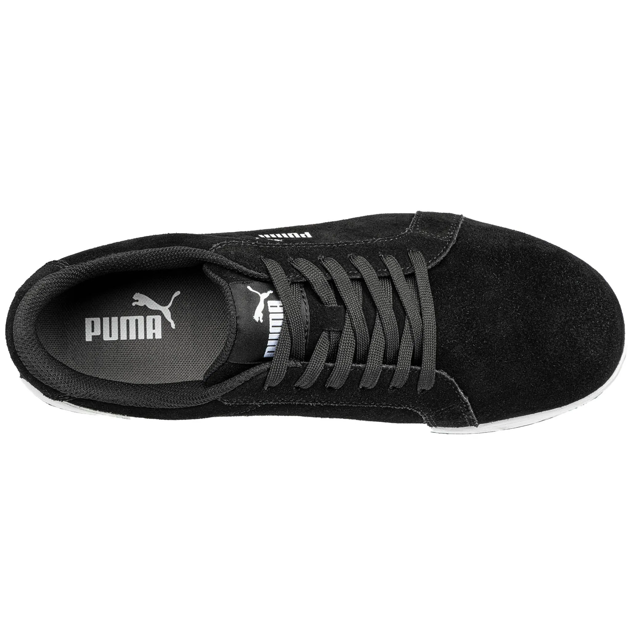 Puma Men's 640015 Iconic Suede Low Black  Composite Safety Toe Metal Free  Work Shoes Closeout Puma Golf Shoes