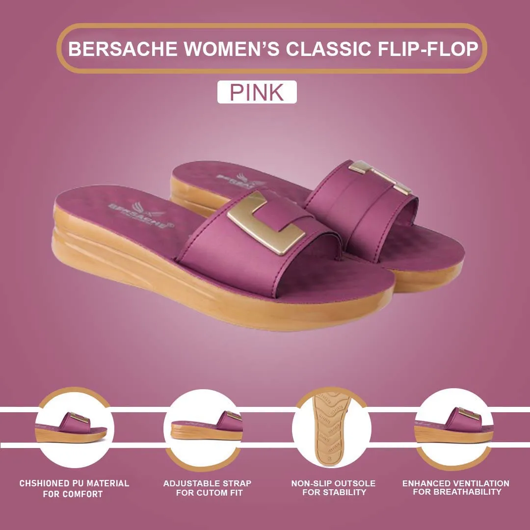 Price Of Slippers Bersache Extra Soft Classic Casual with  Regular wear with Ultra Soft & Flexibility Technology Flip Flop For Women's/Girl's-(6156-Pink)