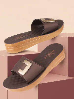 9 West Slippers Bersache Extra Soft Classic Casual with  Regular wear with Ultra Soft & Flexibility Technology Flip Flop For Women's/Girl's-(6154-Brown)